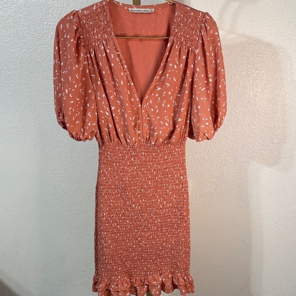 Abercrombie & Fitch Orange Mini Dress with White Pattern